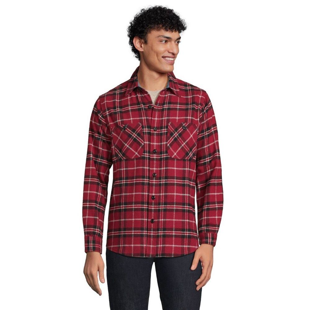 Blake Shelton Lands End Shirt Men's Med Red Black Flannel western Outdoors NWT